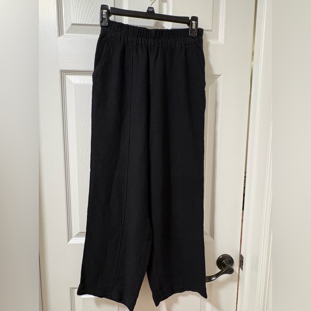 Madewell Cropped black gauze pants xxs pull on pockets lightweight EUC